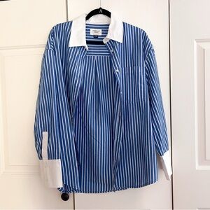 American Eagle Oversized Pinstripe Button Down Long Sleeve